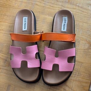 Steve Madden Vibrant Pink and Orange Slides